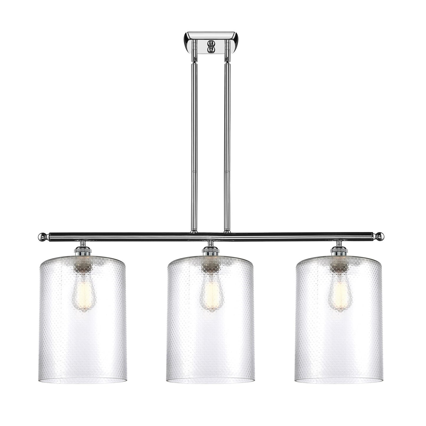 Innovations Cobbleskill 36in 3-Light Island Light | Industrial Polished Chrome Steel and Clear Glass | Kitchen Island & Dining | Model 516-3I-PC-G112-L