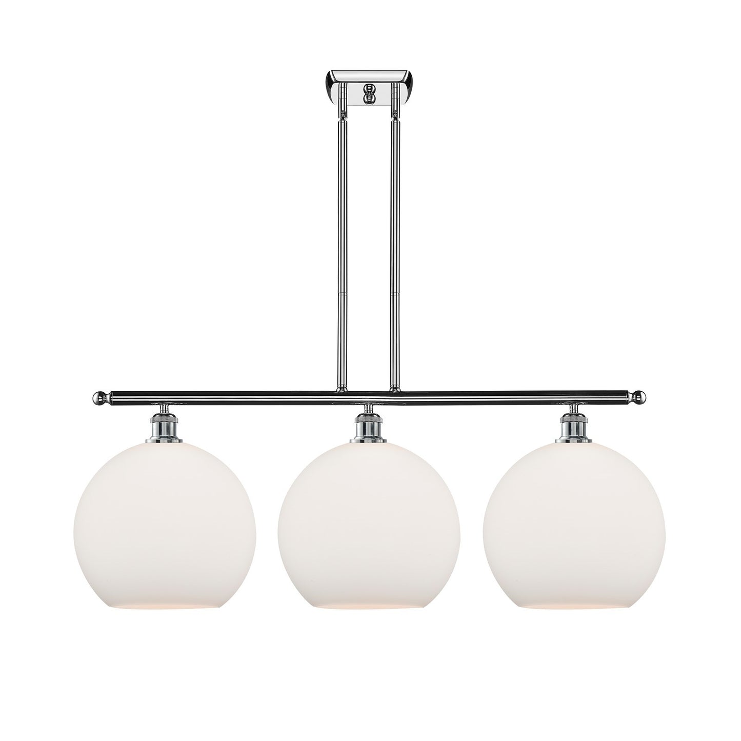 Innovations Athens 38in 3-Light Island Light | Industrial Polished Chrome Steel and Matte White Glass | Kitchen Island & Dining | Model 516-3I-PC-G121-12
