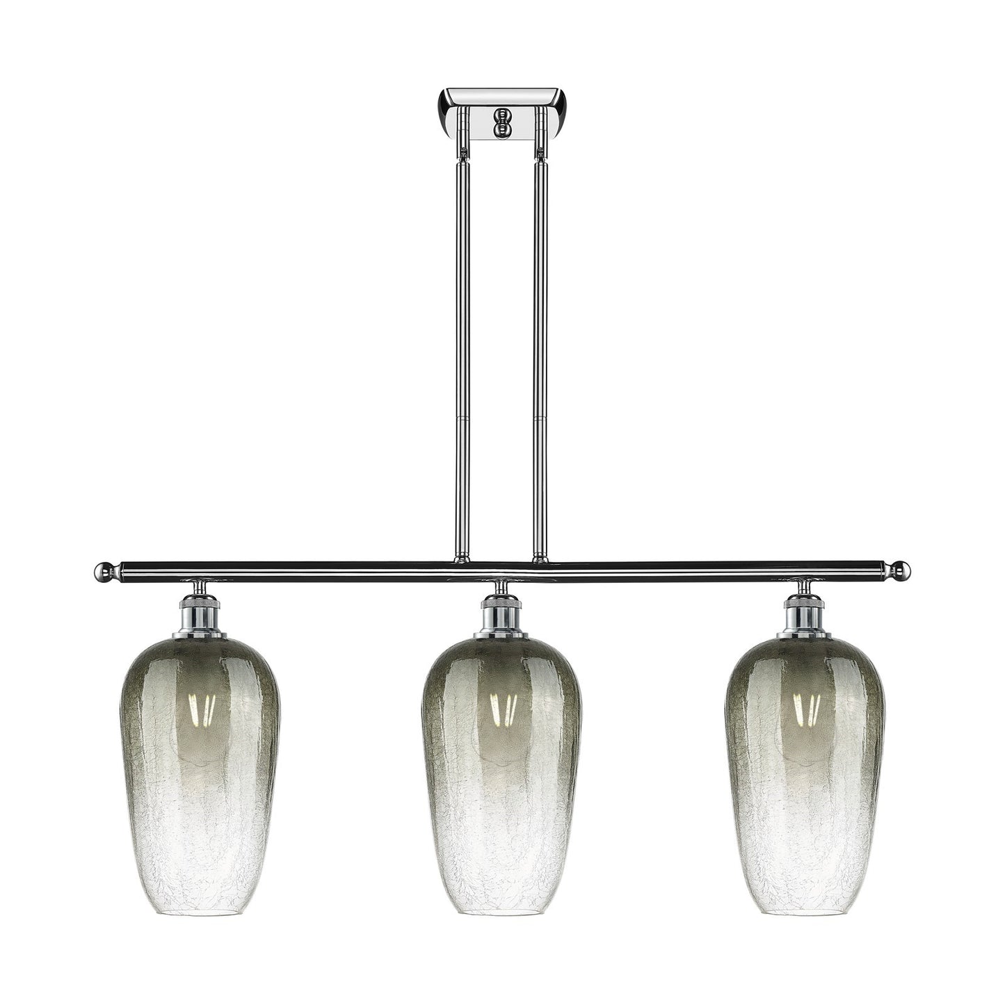 Innovations Brookhaven Flute 36in 3-Light Island Light | Industrial Polished Chrome Steel and Slate Glass | Kitchen Island & | Model 516-3I-PC-G484-7SL