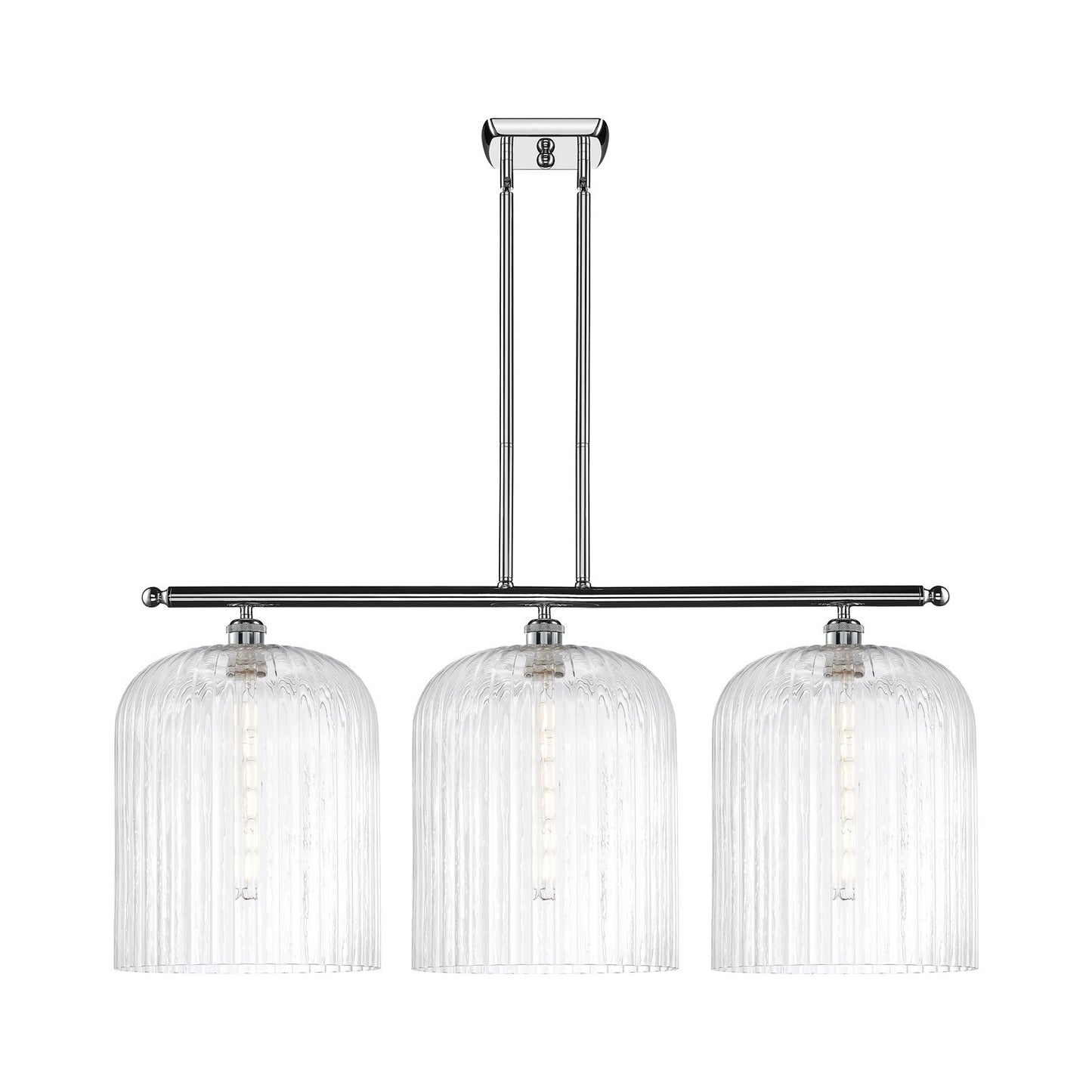 Innovations Bridal Veil 36in 3-Light Island Light | Art Nouveau Polished Chrome Steel and Clear Ribbed Glass | Kitchen Island | Model 516-3I-PC-G559-12CL