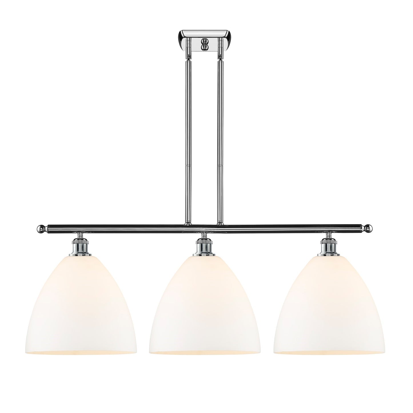 Innovations Bristol 39in 3-Light Island Light | Industrial Polished Chrome Steel and Matte White Glass | Kitchen Island & Dining | Model 516-3I-PC-GBD-121