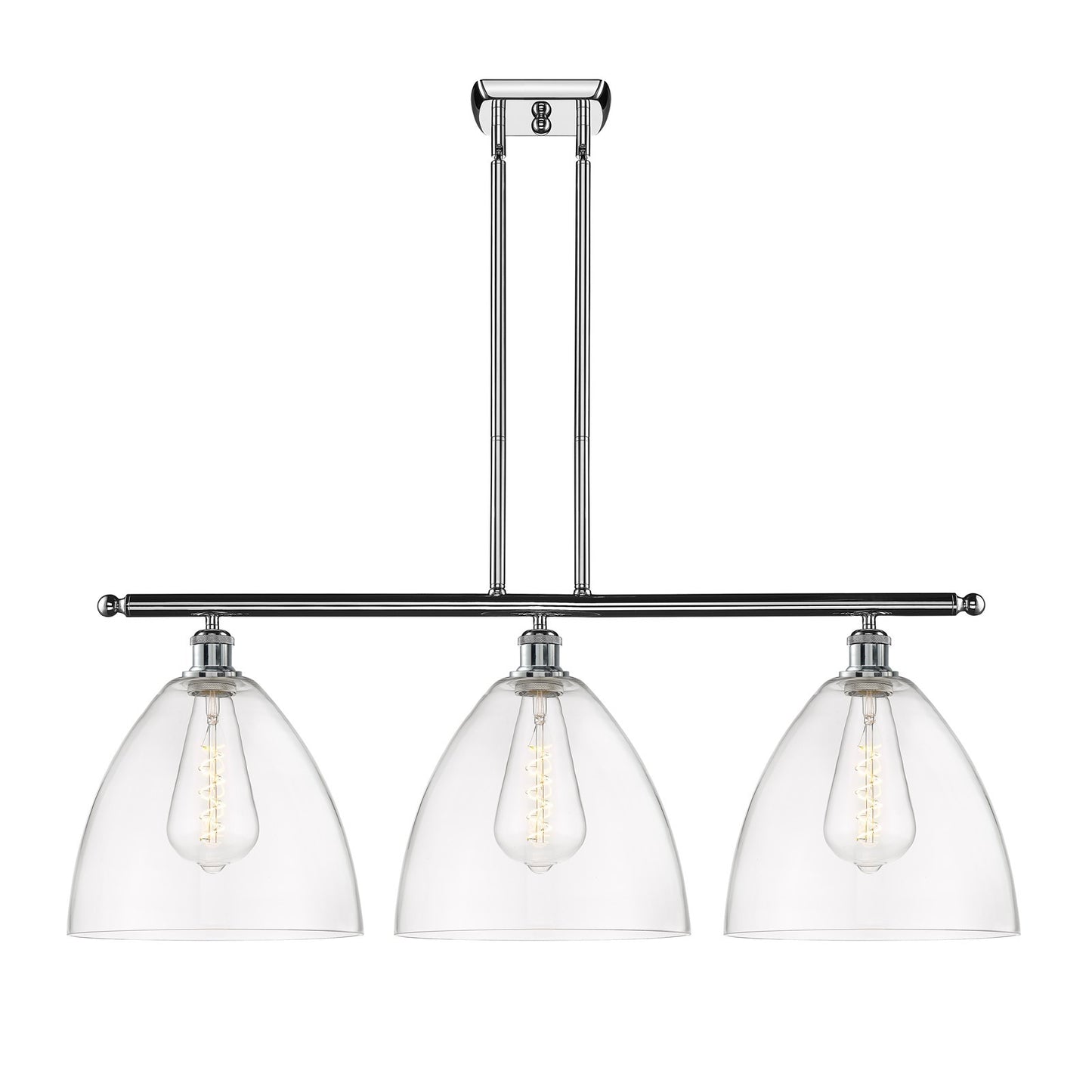 Innovations Bristol 38.5in 3-Light Island Light | Industrial Polished Chrome and Clear Glass | Kitchen Island & Dining Room | Model 516-3I-PC-GBD-122-LED
