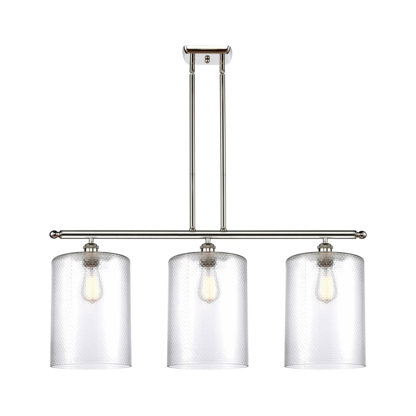 Innovations Cobbleskill 36in 3-Light Island Light | Art Nouveau Polished Nickel Steel and Clear Glass | Kitchen Island & Dining | Model 516-3I-PN-G112-L