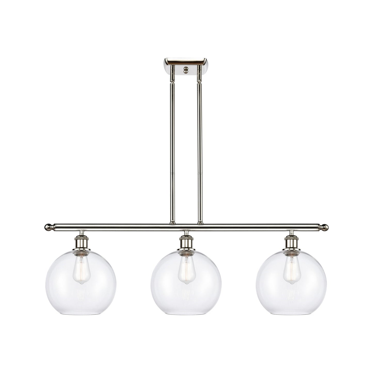 Innovations Athens 37in 3-Light Island Light | Industrial Polished Nickel Steel and Clear Glass | Kitchen Island & Dining Room | Model 516-3I-PN-G122-10