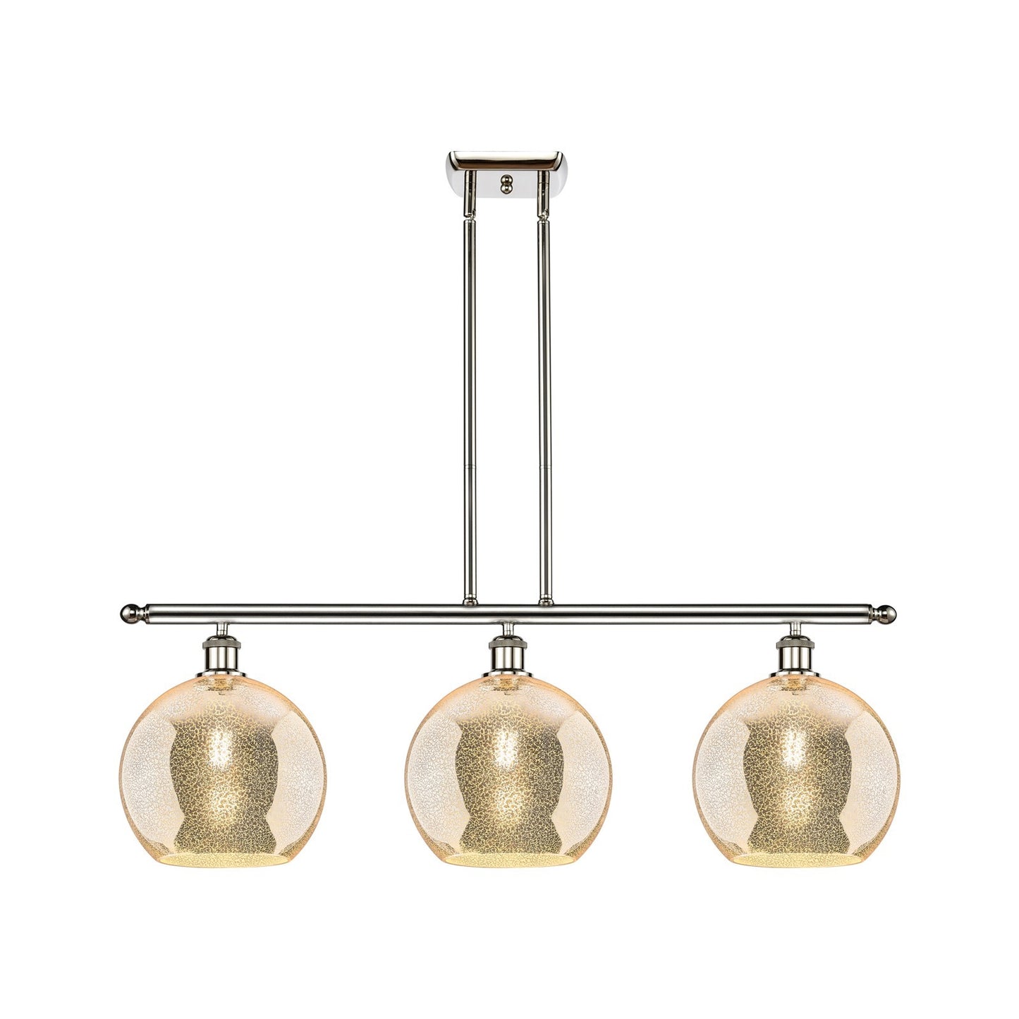 Innovations Athens 36.5in 3-Light Island Light | Industrial Modern Polished Nickel and Mercury Glass | Kitchen Island & Dining | Model 516-3I-PN-G128-10