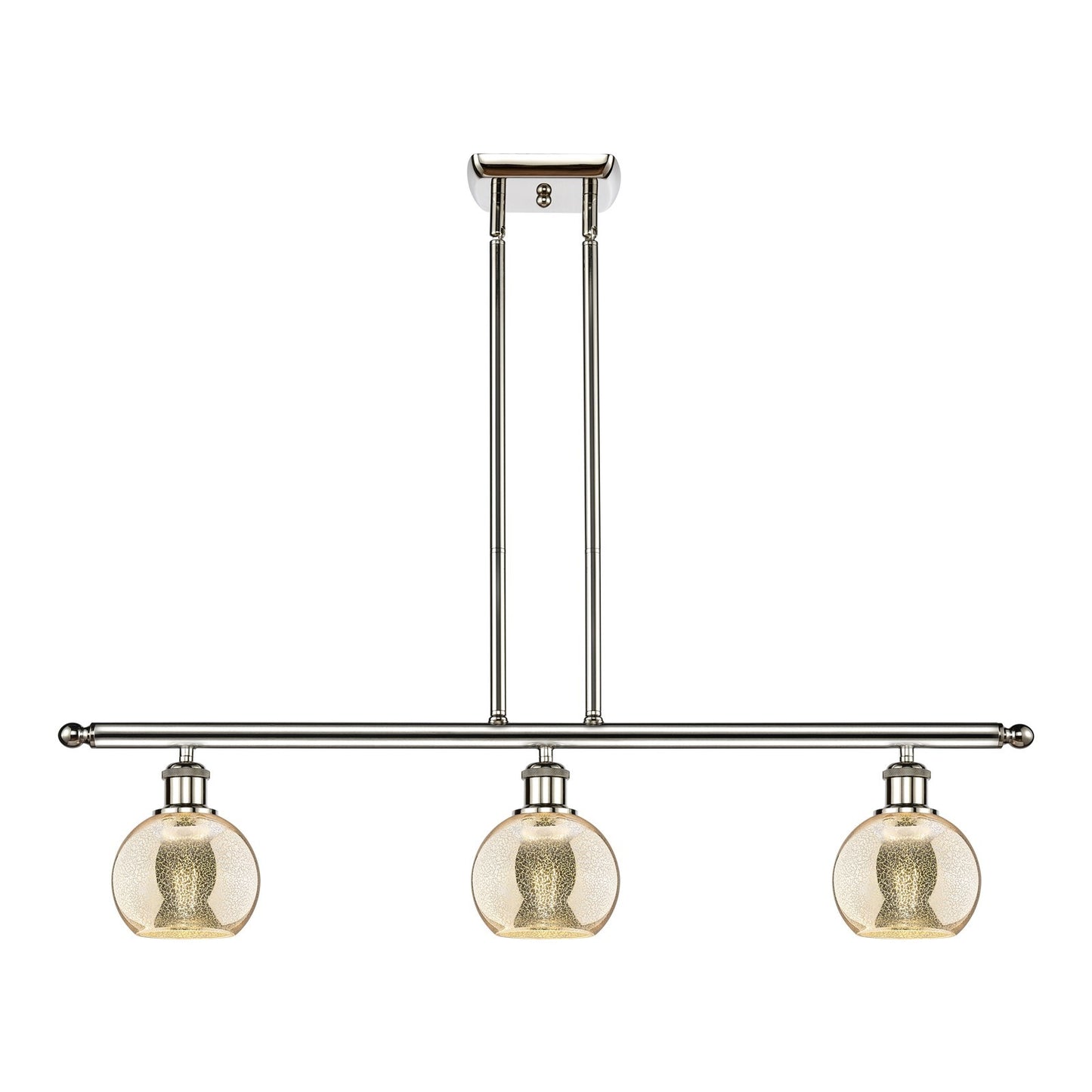 Innovations Athens 36in 3-Light Island Light | Industrial Polished Nickel Steel and Mercury Glass | Kitchen Island & Dining Room | Model 516-3I-PN-G128-6