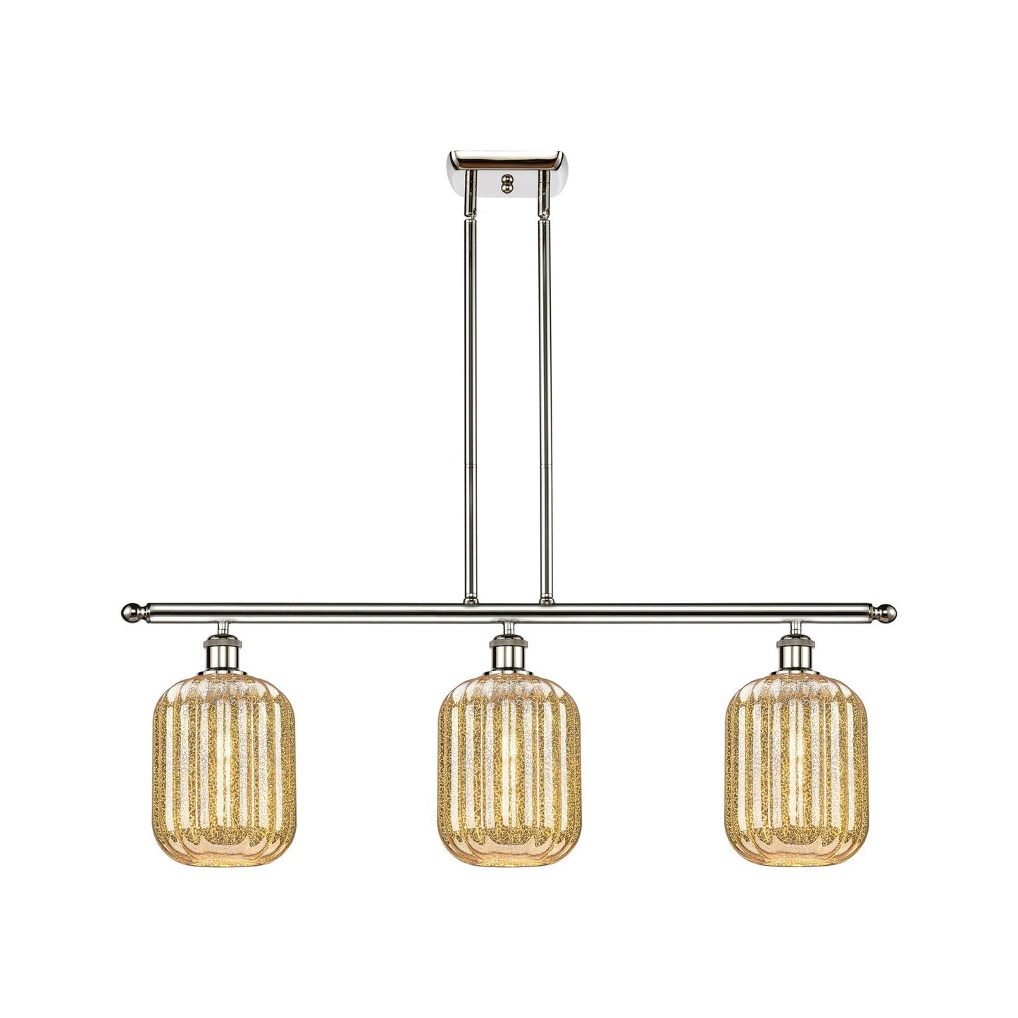 Innovations Preston Cylinder 36in 3-Light Island Light | Industrial Polished Nickel and Mercury Glass | Kitchen Island & Dining | Model 516-3I-PN-G460-7ME