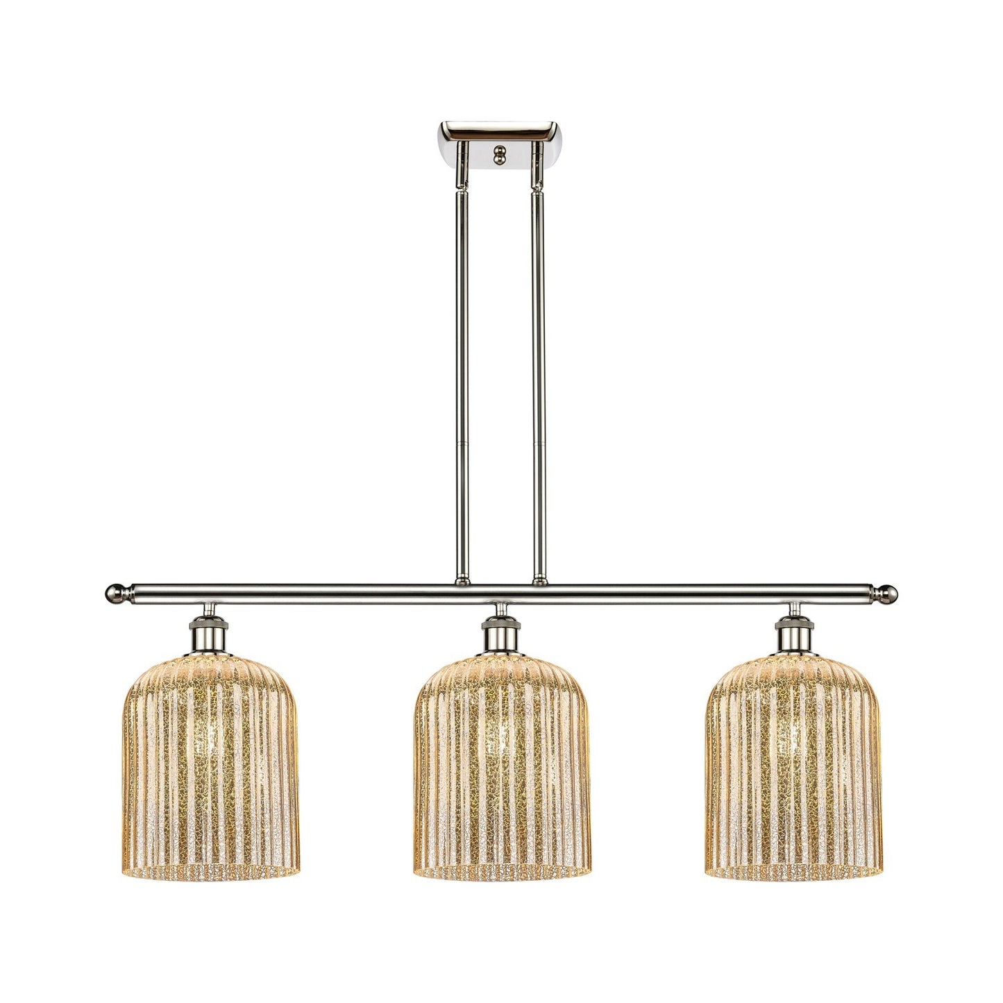 Innovations Bridal Veil 36in 3-Light Island Light | Art Nouveau Polished Nickel and Mercury Ribbed Glass | Kitchen Island & | Model 516-3I-PN-G559-8ME