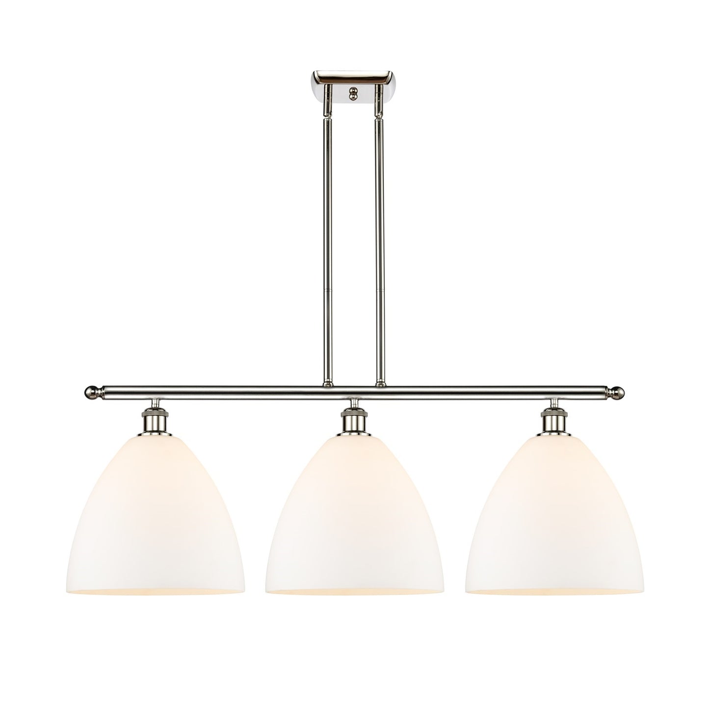 Innovations Bristol 39in 3-Light Island Light | Industrial Polished Nickel and Matte White Glass | Kitchen Island & Dining Room | Model 516-3I-PN-GBD-121