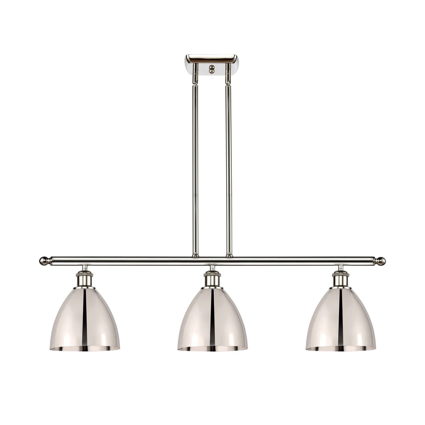 Innovations Bristol 36in 3-Light Island Light | Industrial Farmhouse Polished Nickel Steel and Cast Brass with Polished Nickel | Model 516-3I-PN-MBD-75-PN