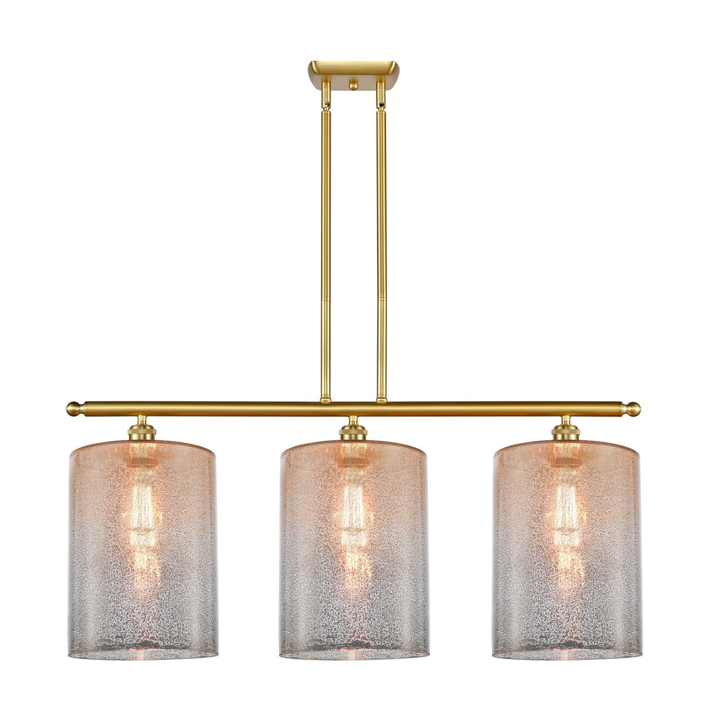 Innovations Cobbleskill 36in 3-Light Island Light | Art Nouveau Industrial Satin Gold Steel and Mercury Glass | Kitchen Island & | Model 516-3I-SG-G116-L