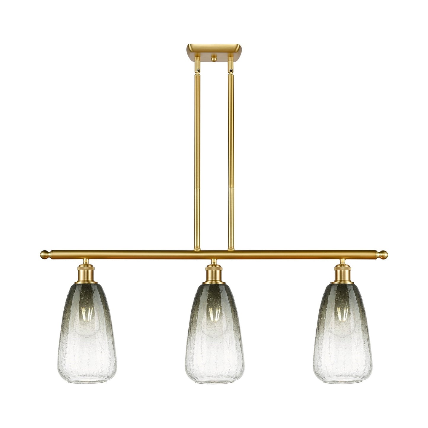Innovations Brookhaven Almond 36in 3-Light Island Light | Industrial Satin Gold Steel and Cast Brass with Slate Glass Shade | Model 516-3I-SG-G480-6SL