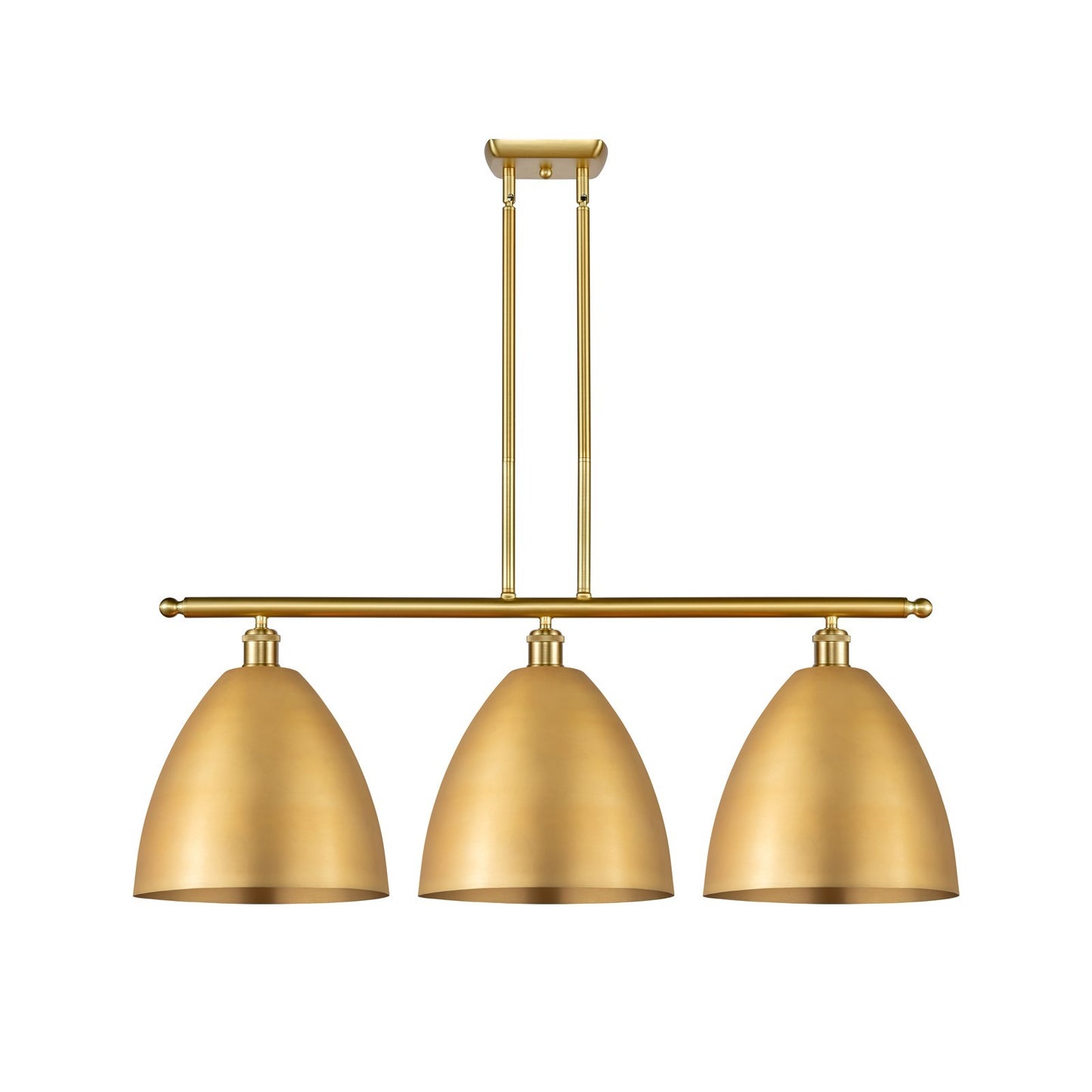 Innovations Bristol 39in 3-Light Island Light | Industrial Farmhouse Satin Gold Steel and Cast Brass with Satin Gold Metal | Model 516-3I-SG-MBD-12-SG-LED