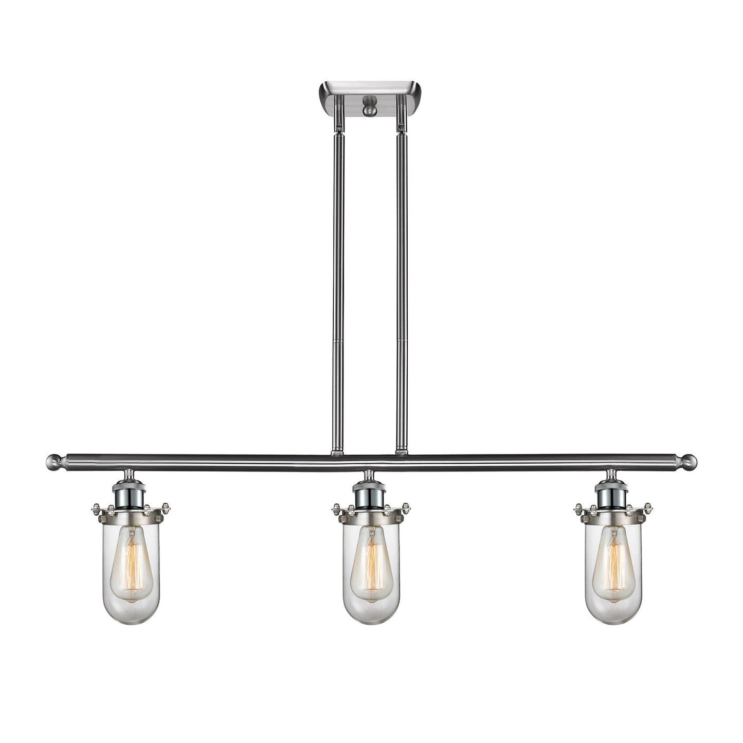 Innovations Kingsbury 36in 3-Light Island Light | Industrial Brushed Satin Nickel Steel and Clear Glass | Kitchen Island & | Model 516-3I-SN-CE231-CL