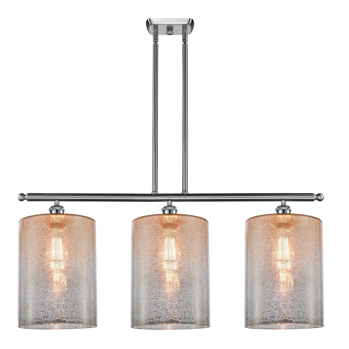 Innovations Cobbleskill 36in 3-Light Island Light | Industrial Brushed Satin Nickel Steel and Mercury Glass | Kitchen Island & | Model 516-3I-SN-G116-L