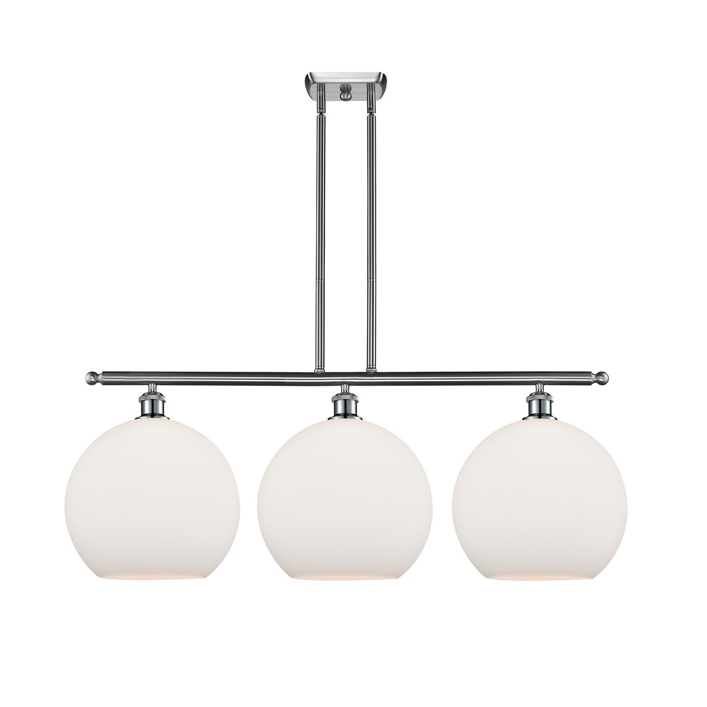 Innovations Athens 38in 3-Light Island Light | Industrial Brushed Satin Nickel and Matte White Glass | Kitchen Island & Dining | Model 516-3I-SN-G121-12