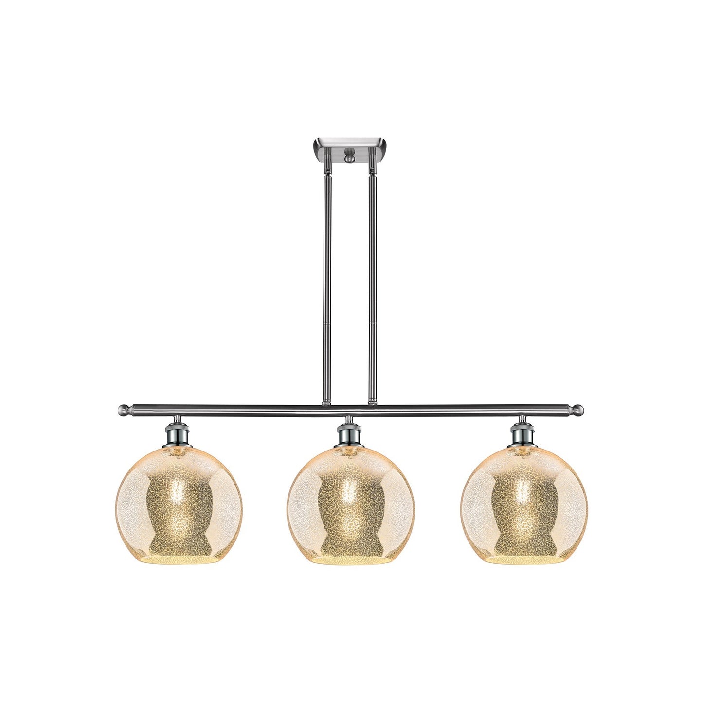 Innovations Athens 37in 3-Light Island Light | Industrial Brushed Satin Nickel Steel and Mercury Glass | Kitchen Island & Dining | Model 516-3I-SN-G128-10