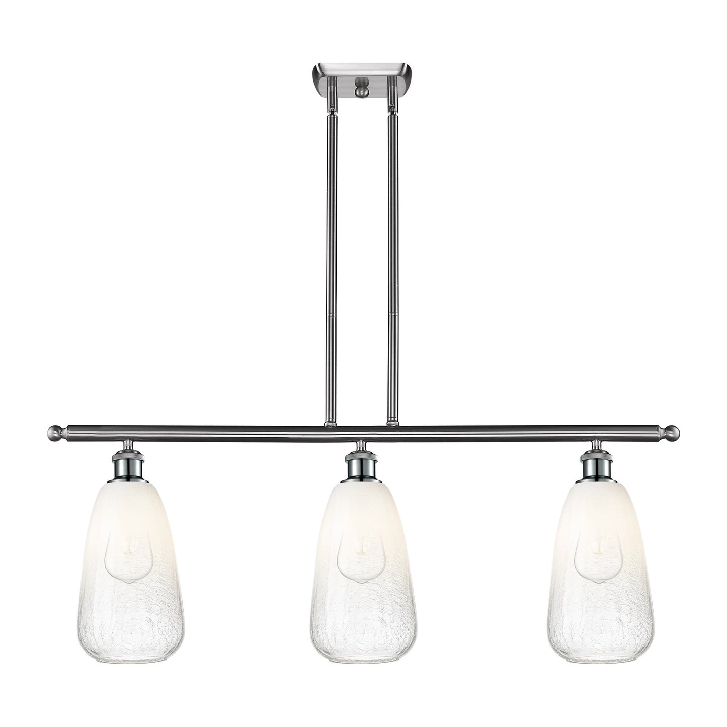 Innovations Brookhaven Almond 36in 3-Light Island Light | Industrial Brushed Satin Nickel and Opal Glass | Kitchen Island & | Model 516-3I-SN-G480-6OP