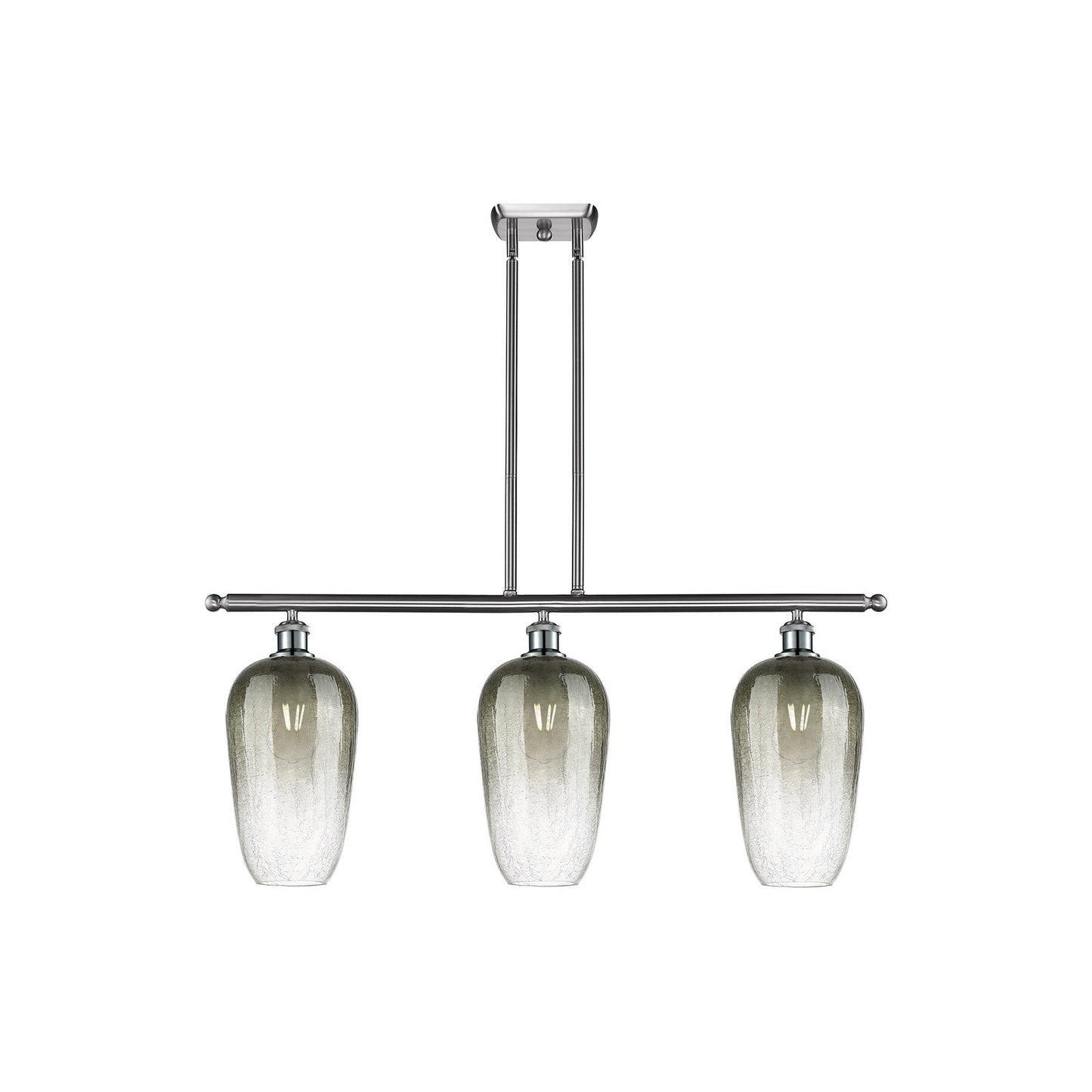 Innovations Brookhaven Flute 36in 3-Light Island Light | Industrial Brushed Satin Nickel and Slate Glass | Kitchen Island & | Model 516-3I-SN-G484-7SL