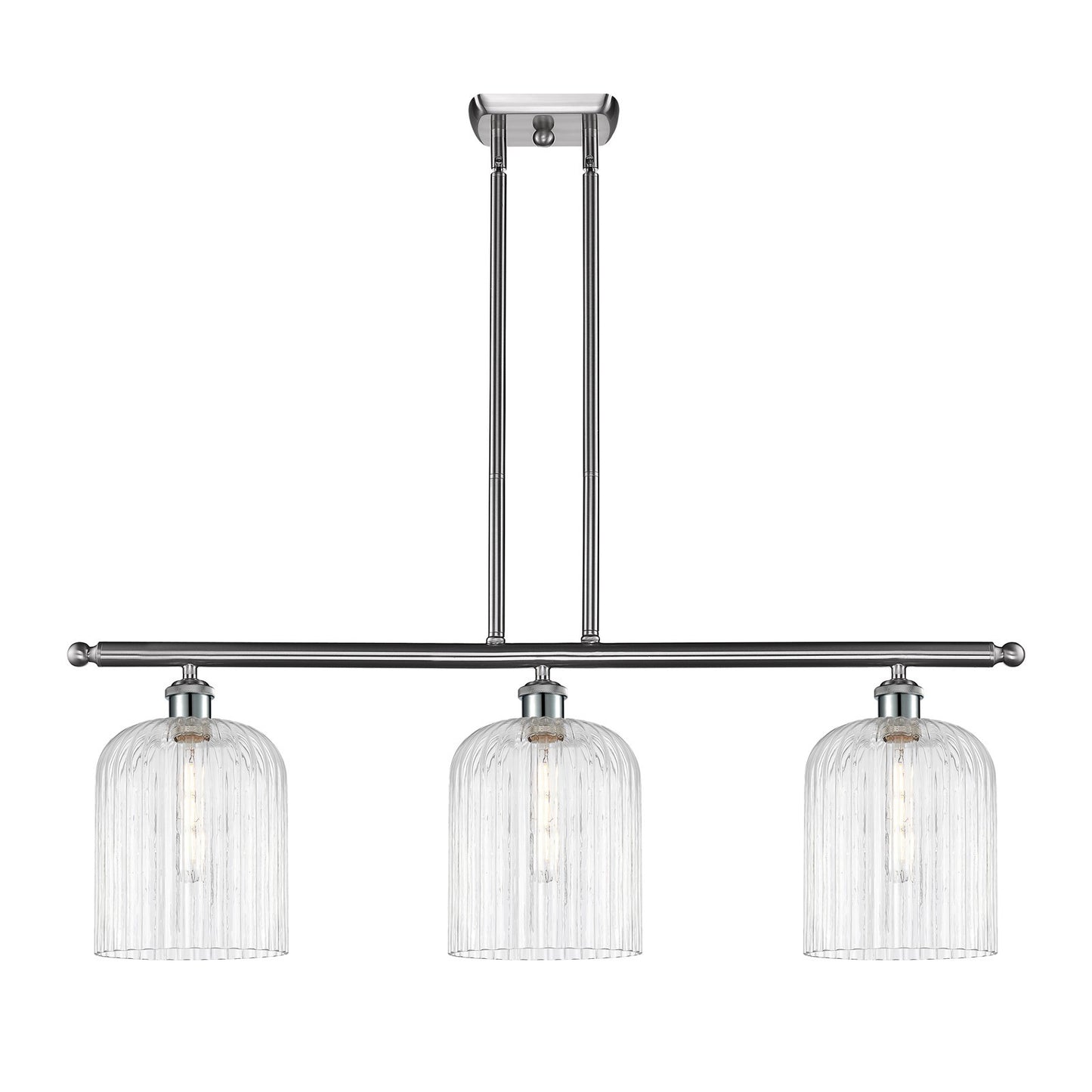 Innovations Bridal Veil 36in 3-Light Island Light | Art Nouveau Brushed Satin Nickel and Clear Ribbed Glass | Kitchen Island & | Model 516-3I-SN-G559-8CL