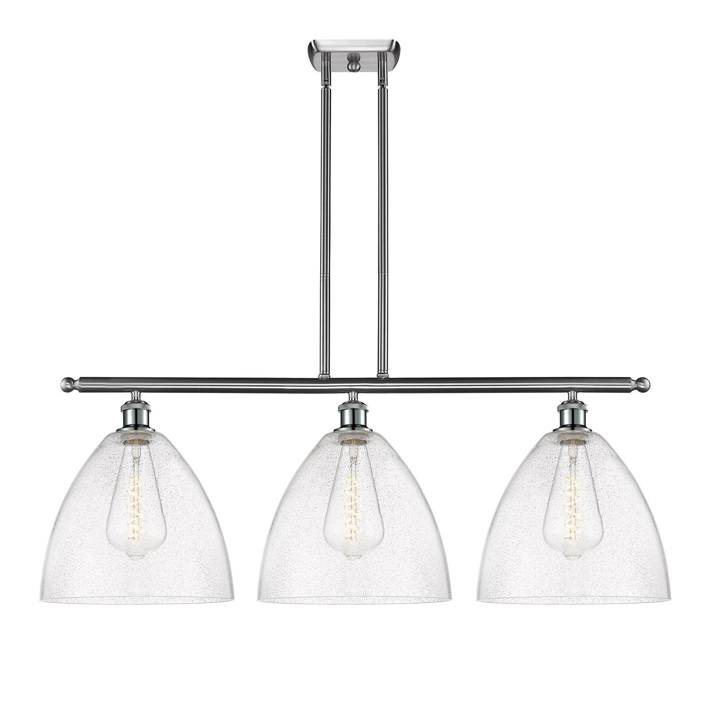 Innovations Bristol 38.5in 3-Light Island Light | Industrial Brushed Satin Nickel Steel and Seedy Glass | Kitchen Island & | Model 516-3I-SN-GBD-124