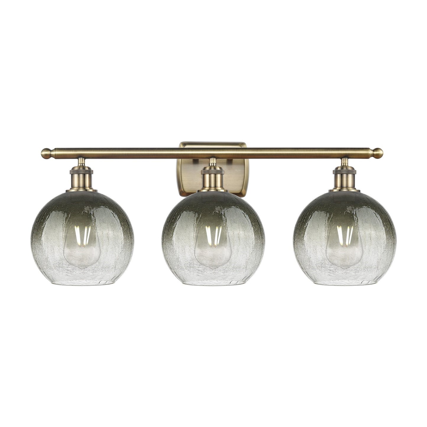 Innovations Brookhaven Globe 28in 3-Light Bath Vanity Light | Industrial Antique Brass Steel and Slate Glass | Bathroom Vanity | Model 516-3W-AB-G483-8SL
