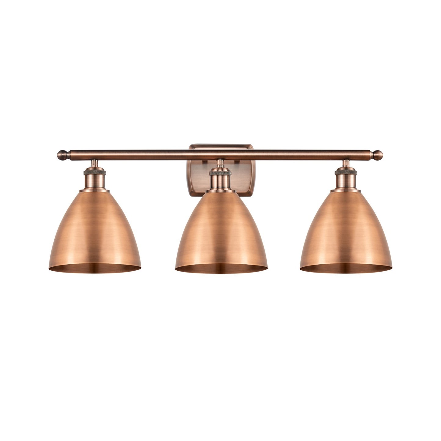 Innovations Bristol 28in 3-Light Bath Vanity Light | Industrial Antique Copper Steel and Cast Brass with Antique Copper | Model 516-3W-AC-MBD-75-AC-LED