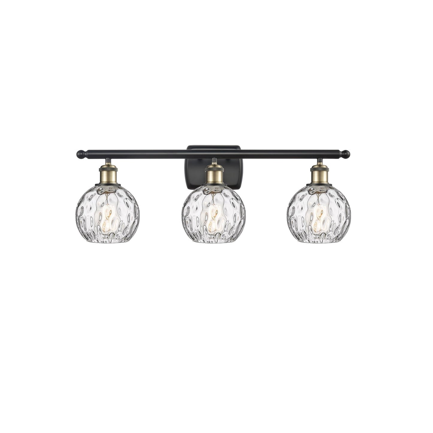 Innovations Athens Water Glass 26in 3-Light Bath Vanity Light | Industrial Black Antique Brass and Clear Glass | Bathroom | Model 516-3W-BAB-G1215-6