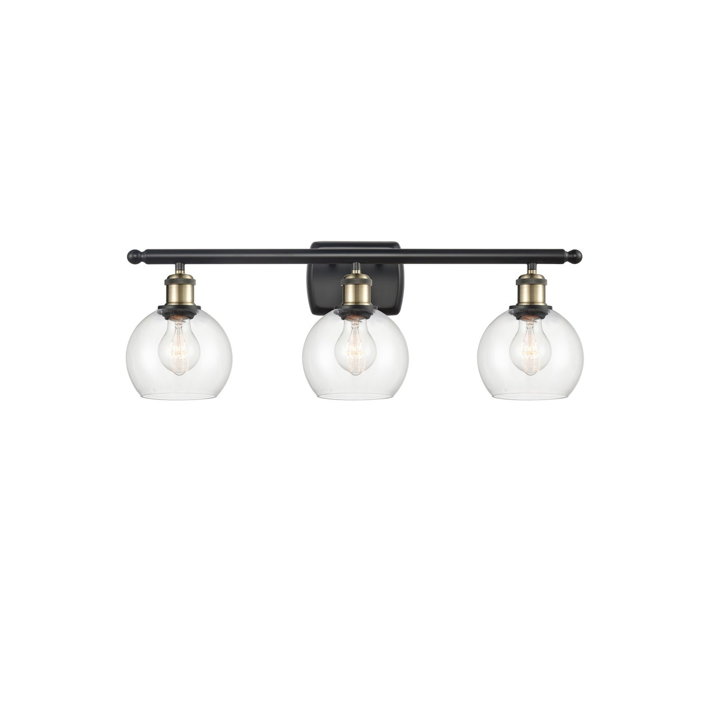 Innovations Athens 26in 3-Light Bath Vanity Light | Industrial Black Antique Brass and Clear Glass | Bathroom Vanity | 25.88 x | Model 516-3W-BAB-G122-6