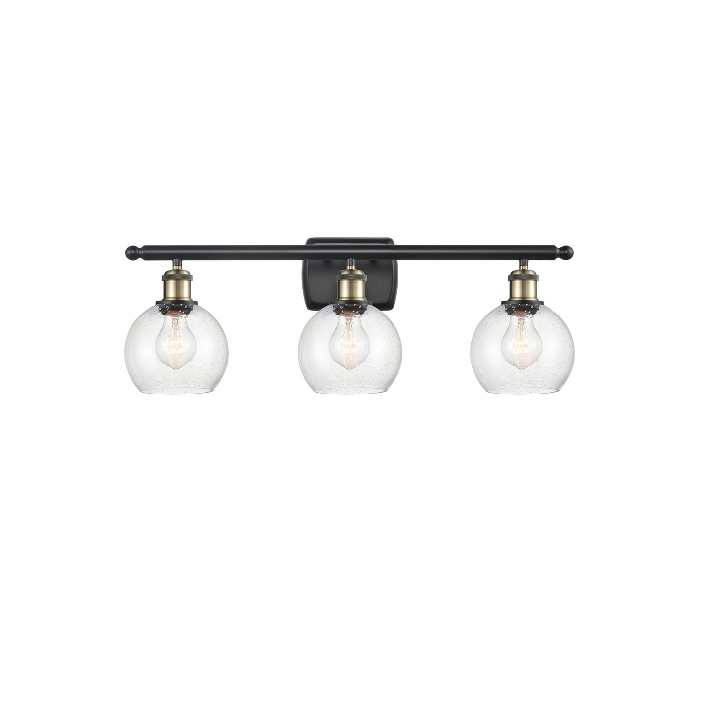 Innovations Athens 26in 3-Light Bath Vanity Light | Industrial Black Antique Brass and Seedy Glass | Bathroom Vanity | 25.88 x | Model 516-3W-BAB-G124-6