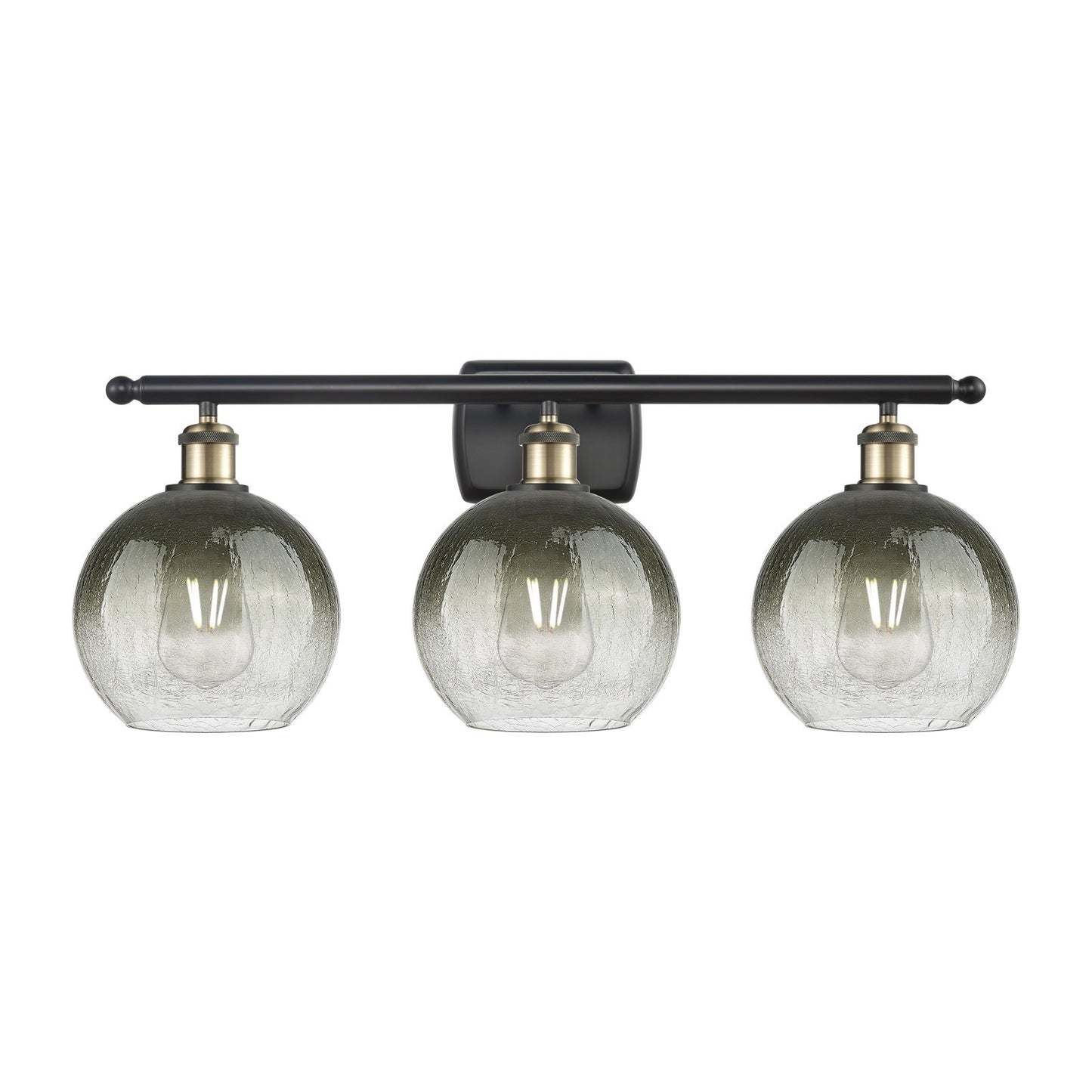 Innovations Brookhaven Globe 28in 3-Light Bath Vanity Light | Industrial Black Antique Brass and Slate Glass | Bathroom Vanity | Model 516-3W-BAB-G483-8SL