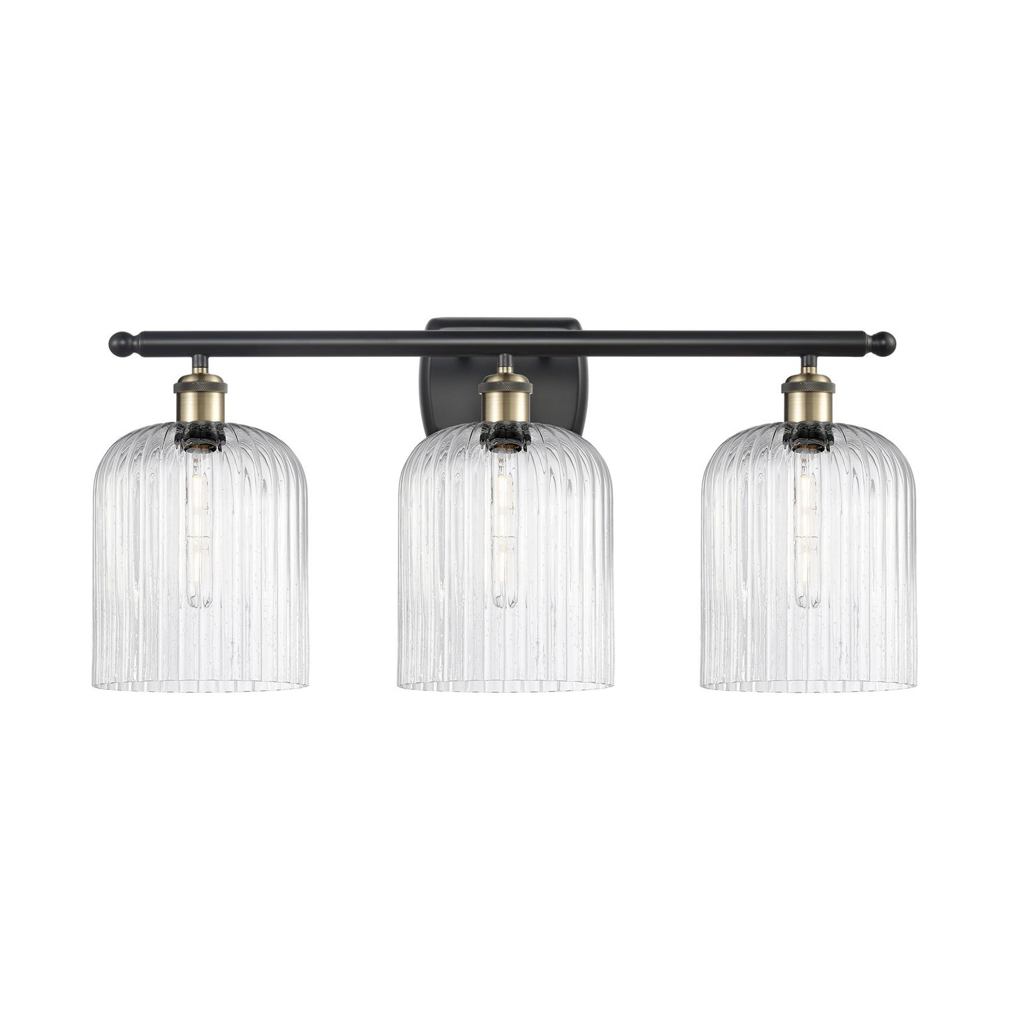 Innovations Bridal Veil 25in 3-Light Bath Vanity Light | Industrial Black Antique Brass Steel and Seedy Ribbed Glass | Model 516-3W-BAB-G559-8SDY