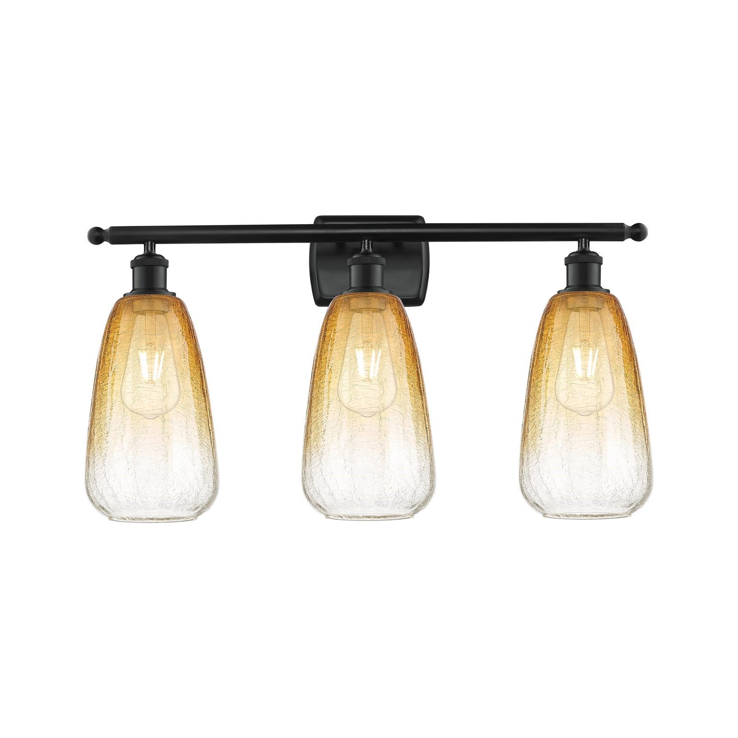 Innovations Brookhaven Almond 26in 3-Light Bath Vanity Light | Industrial Matte Black Steel and Amber Glass | Bathroom Vanity | Model 516-3W-BK-G480-6AM
