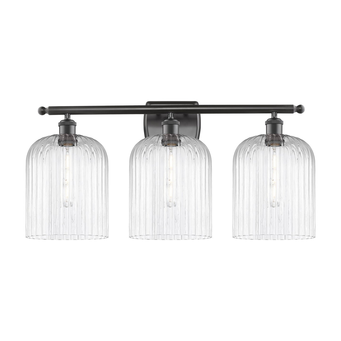 Innovations Bridal Veil 25in 3-Light Bath Vanity | Art Nouveau Industrial Oil Rubbed Bronze and Clear Ribbed Glass | Bathroom | Model 516-3W-OB-G559-8CL