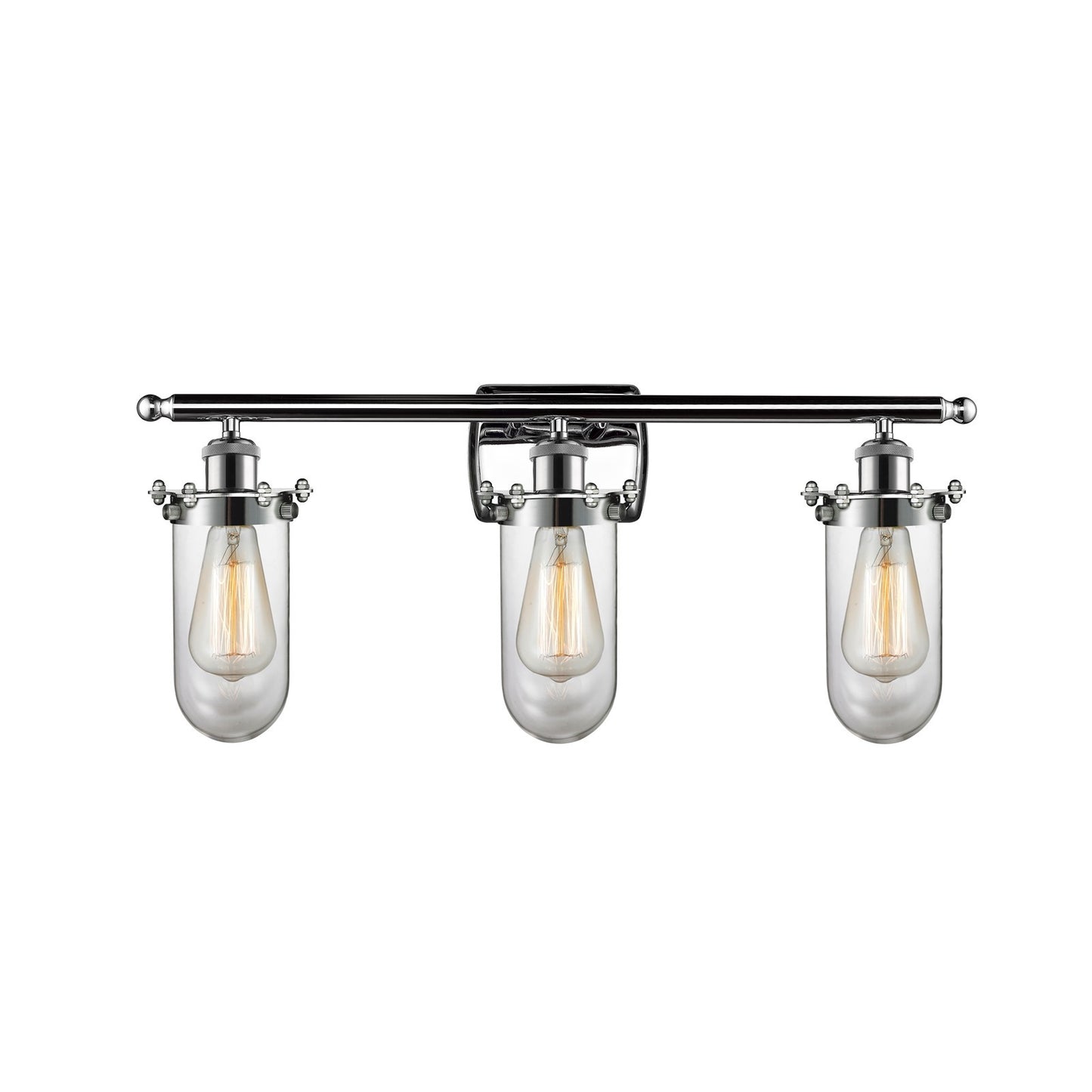 Innovations Kingsbury 24in 3-Light Bath Vanity Light | Industrial Polished Chrome and Clear Glass | Bathroom Vanity | 23.62 x | Model 516-3W-PC-CE231-CL