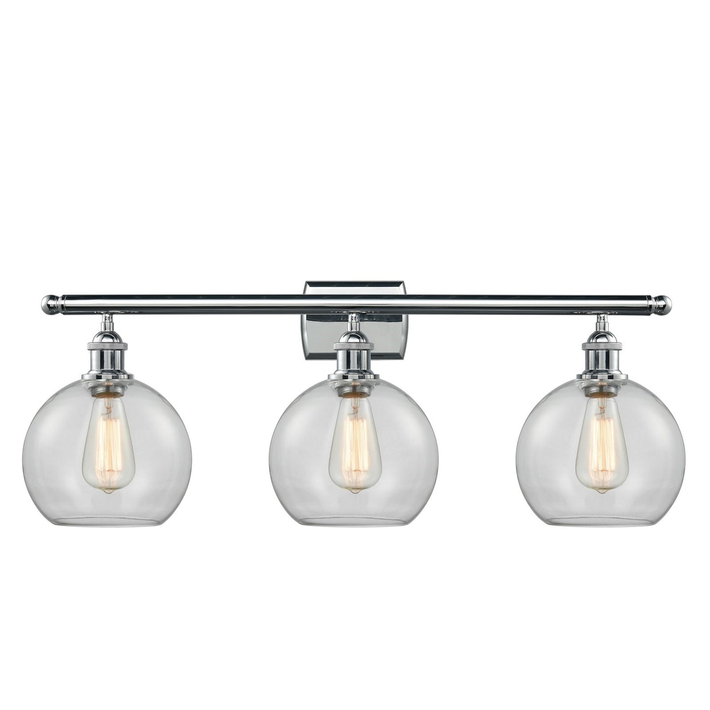 Innovations Athens 28in 3-Light Bath Vanity Light | Industrial Polished Chrome and Clear Glass | Bathroom & Powder Room | 28 x 11 | Model 516-3W-PC-G122-8