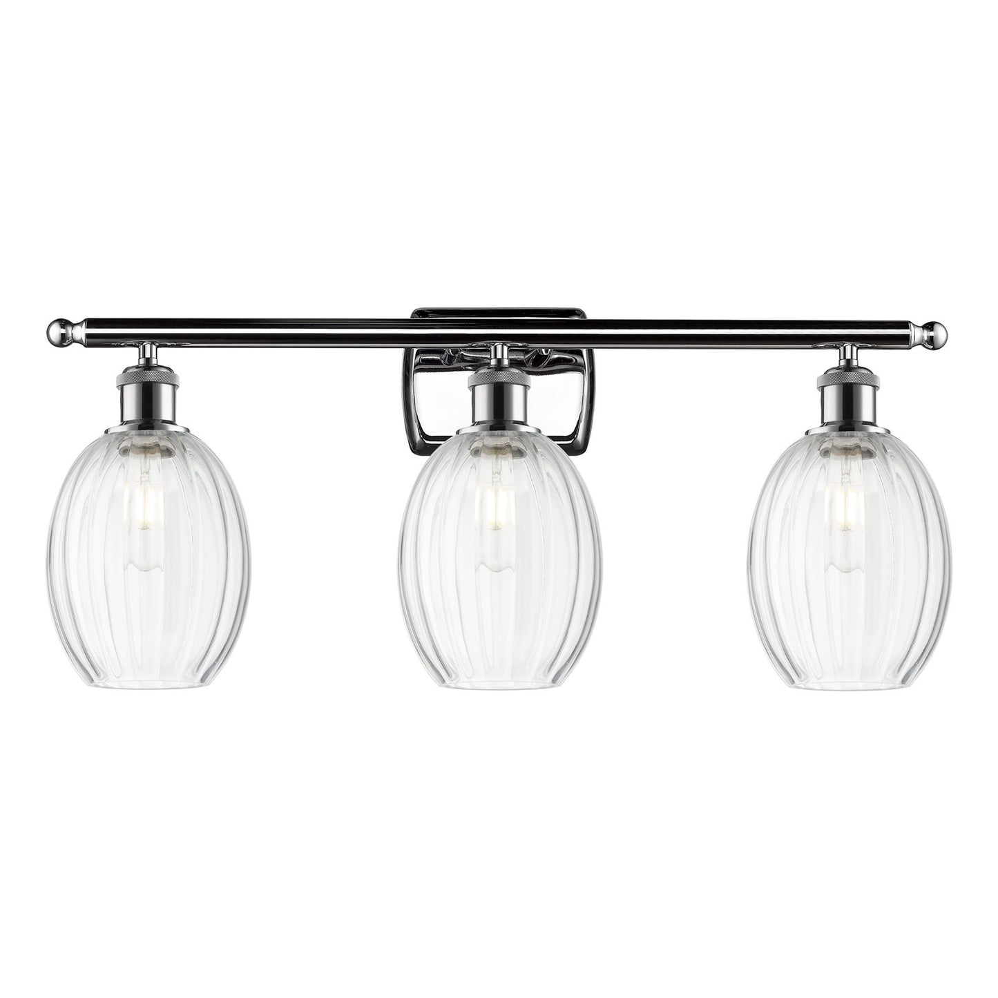Innovations Preston Bulb 26in 3-Light Bath Vanity Light | Industrial Polished Chrome and Clear Glass | Bathroom & Powder Room | Model 516-3W-PC-G459-6CL