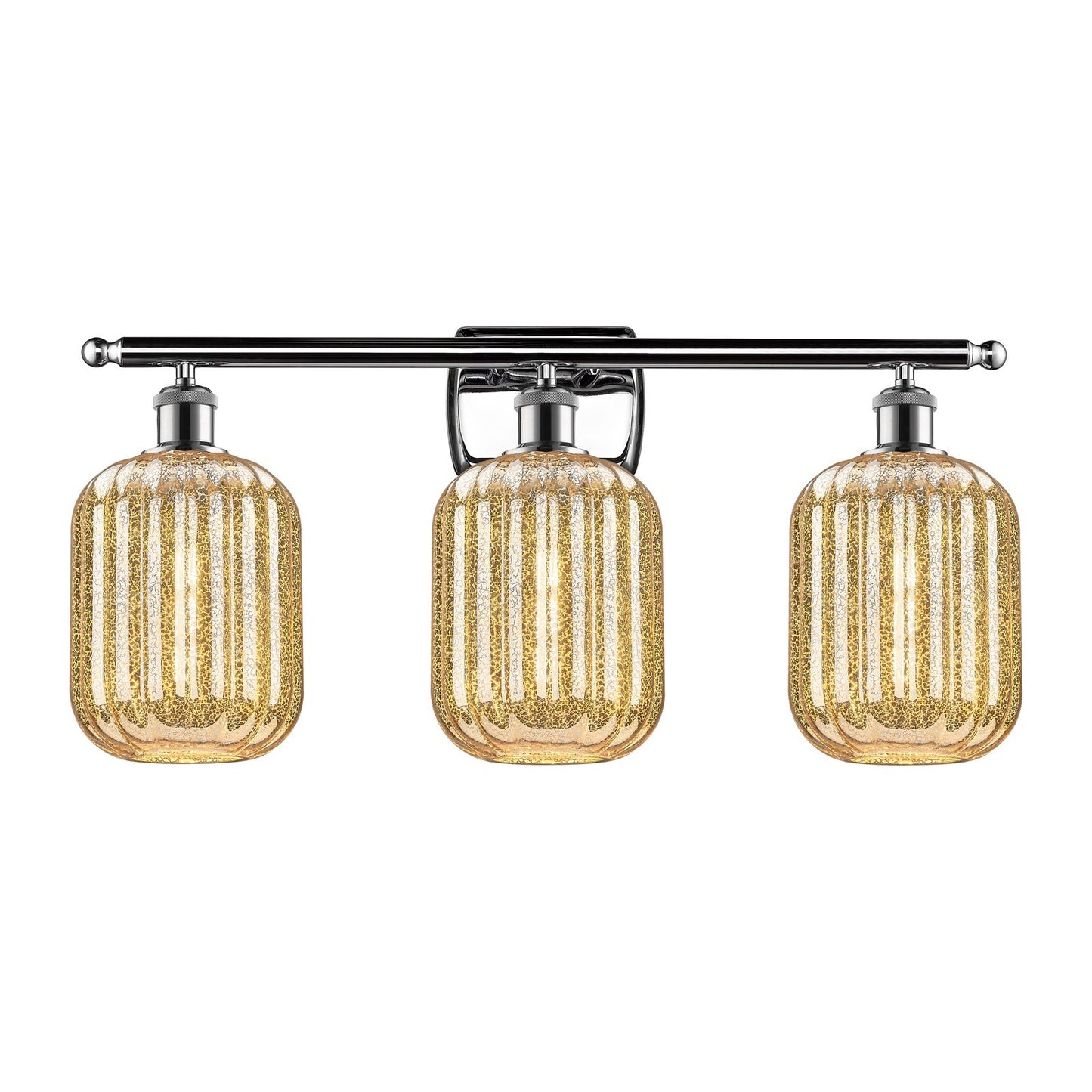 Innovations Preston Cylinder 27in 3-Light Bath Vanity | Industrial Modern Polished Chrome and Mercury Glass | Bathroom Vanity | Model 516-3W-PC-G460-7ME