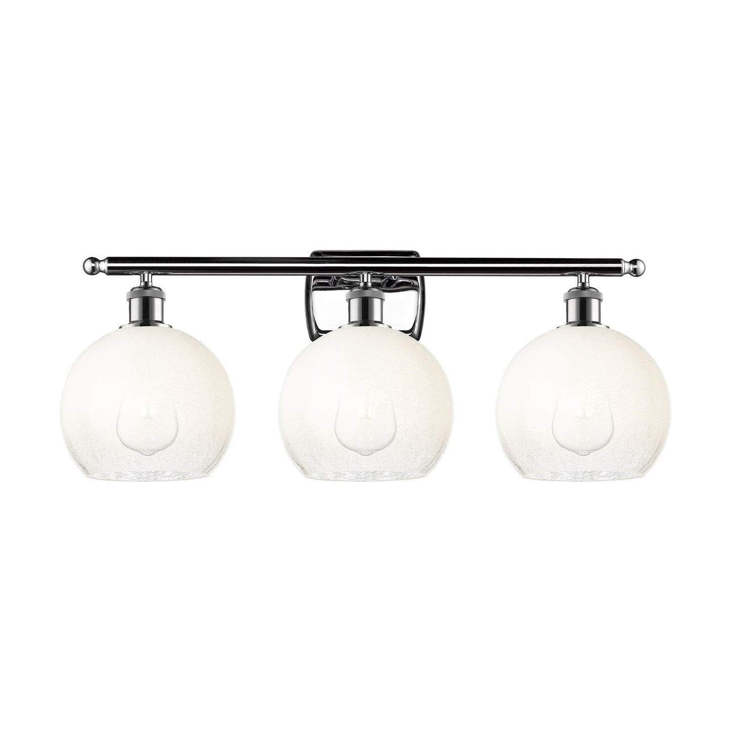 Innovations Brookhaven Globe 28in 3-Light Bath Vanity Light | Industrial Polished Chrome and Opal Glass | Bathroom Vanity | Model 516-3W-PC-G483-8OP