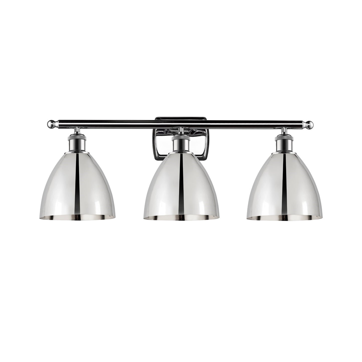 Innovations Bristol 28in 3-Light Bath Vanity Light | Industrial Farmhouse Polished Chrome and Metal Shade | Bathroom | Model 516-3W-PC-MBD-75-PC-LED