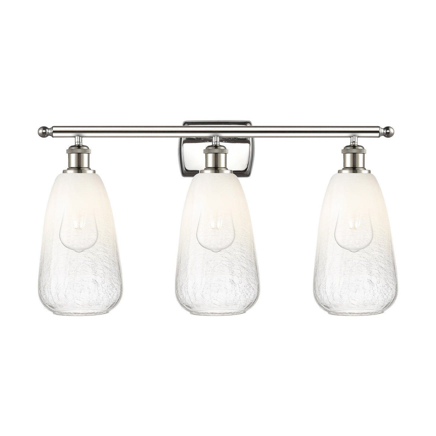 Innovations Brookhaven Almond 26in 3-Light Bath Vanity Light | Industrial Polished Nickel Steel and Opal Glass | Bathroom | Model 516-3W-PN-G480-6OP