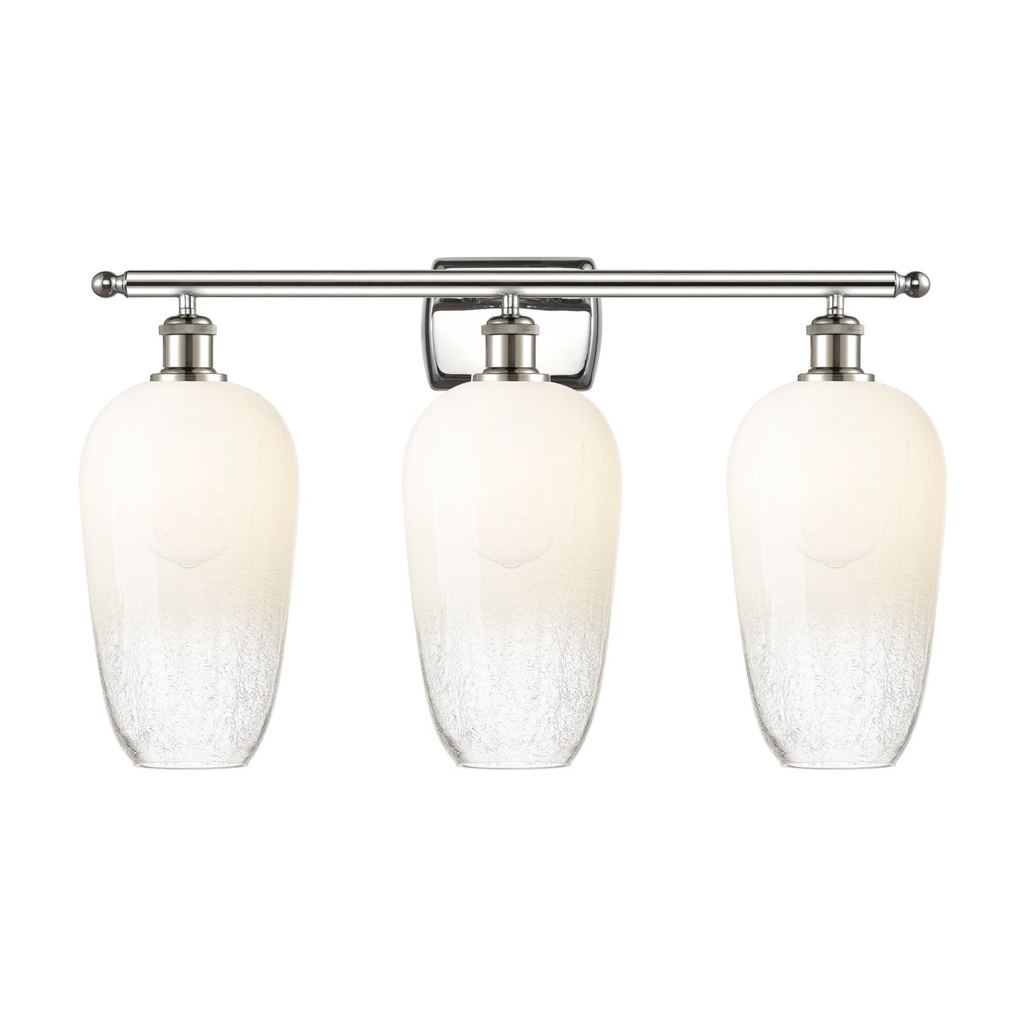 Innovations Brookhaven Flute 27in 3-Light Bath Vanity Light | Industrial Modern Polished Nickel and Opal Glass | Bathroom | Model 516-3W-PN-G484-7OP