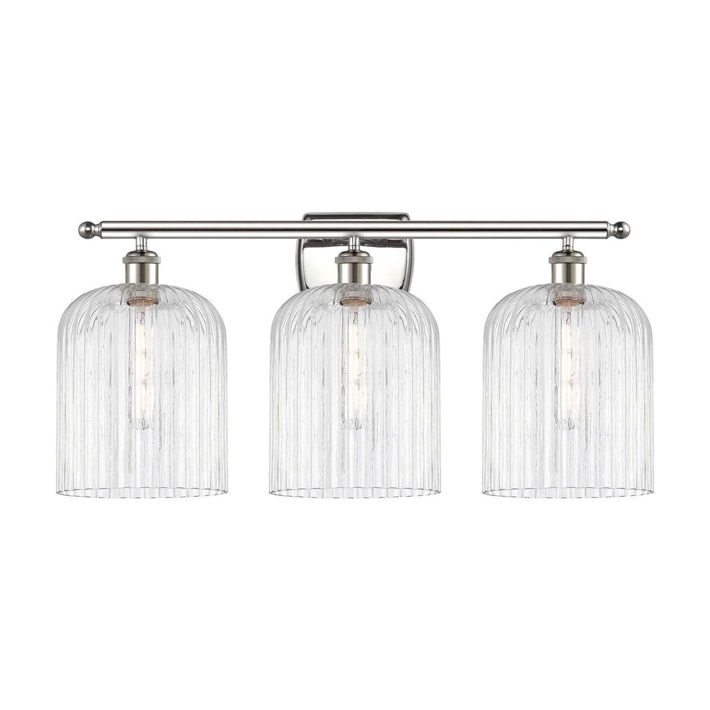 Innovations Bridal Veil 25in 3-Light Bath Vanity Light | Art Nouveau Polished Nickel and Clear Ribbed Glass | Bathroom Vanity & | Model 516-3W-PN-G559-8CL