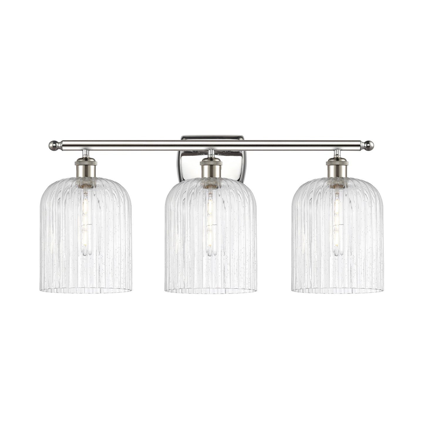Innovations Bridal Veil 25in 3-Light Bath Vanity Light | Art Nouveau Polished Nickel and Seedy Ribbed Glass | Bathroom & | Model 516-3W-PN-G559-8SDY