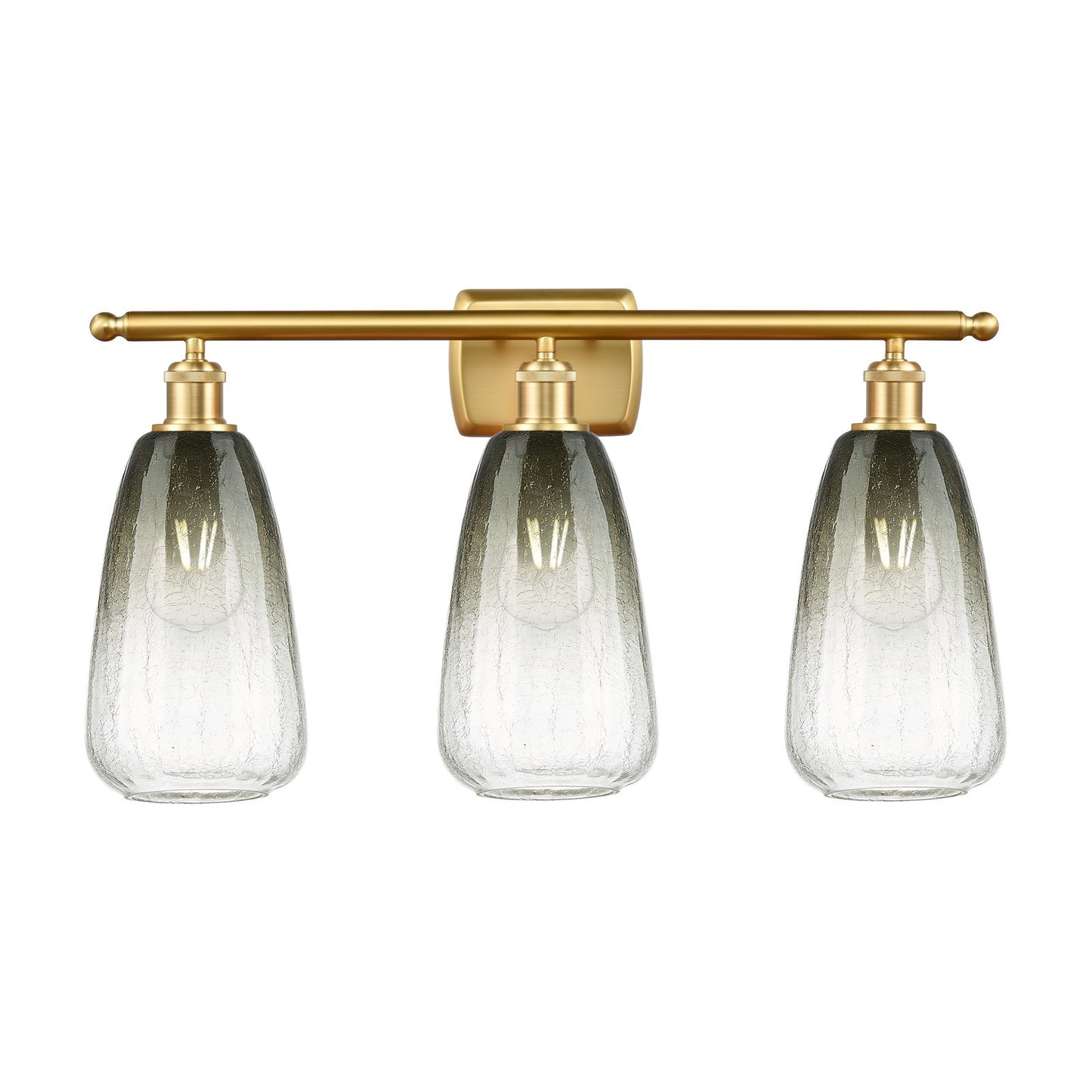 Innovations Brookhaven Almond 26in 3-Light Bath Vanity Light | Industrial Satin Gold Steel and Slate Glass | Bathroom Vanity | Model 516-3W-SG-G480-6SL