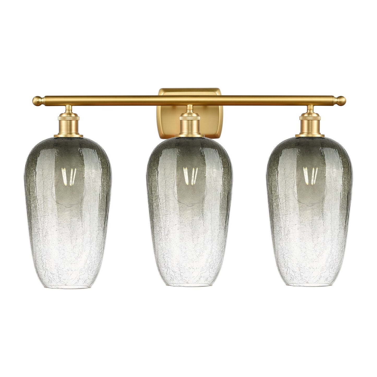 Innovations Brookhaven Flute 27in 3-Light Bath Vanity Light | Industrial Satin Gold Steel and Slate Glass | Damp Rated Bathroom | Model 516-3W-SG-G484-7SL