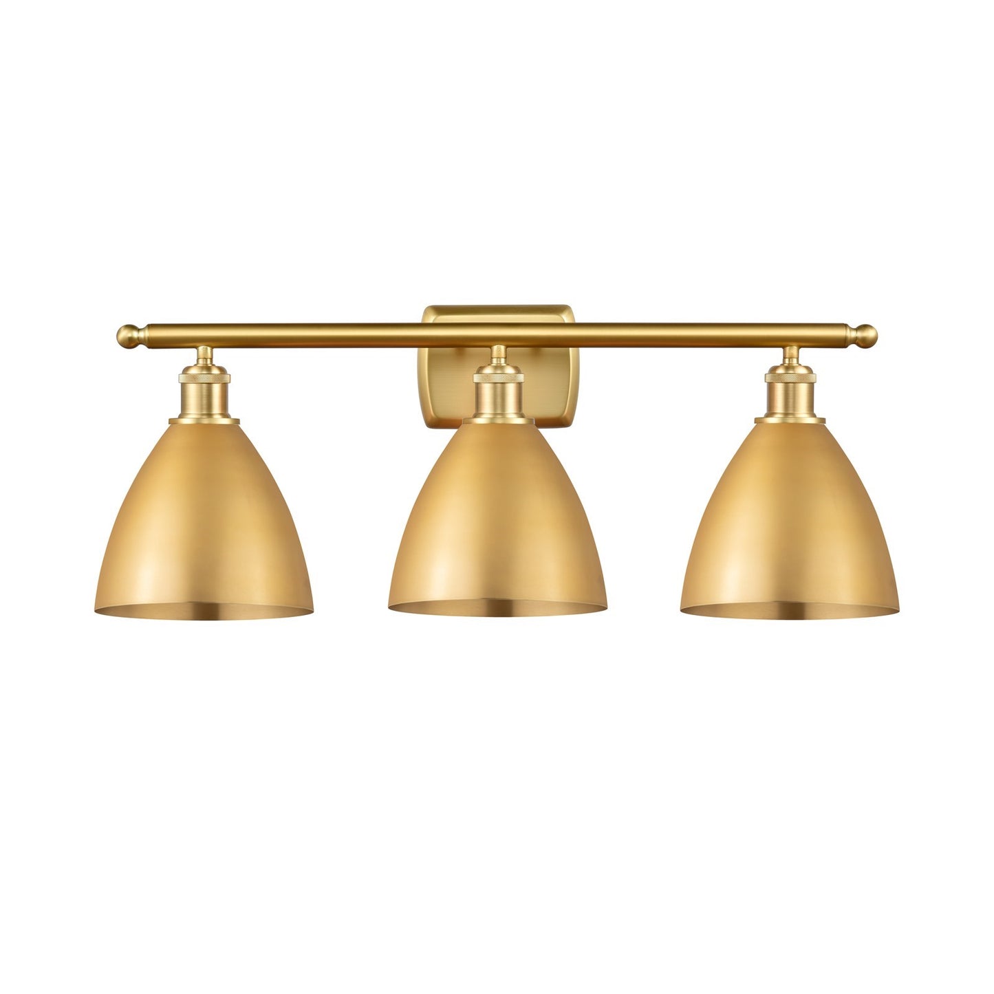 Innovations Bristol 28in 3-Light Bath Vanity | Industrial Farmhouse Satin Gold Steel and Cast Brass with Satin Gold Metal | Model 516-3W-SG-MBD-75-SG-LED