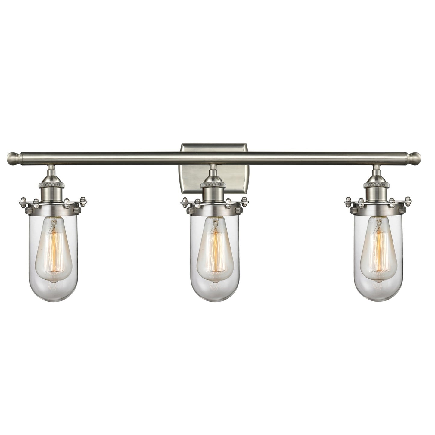 Innovations Kingsbury 24in 3-Light Bath Vanity Light | Industrial Brushed Satin Nickel and Clear Glass | Bathroom Vanity | Model 516-3W-SN-CE231-CL