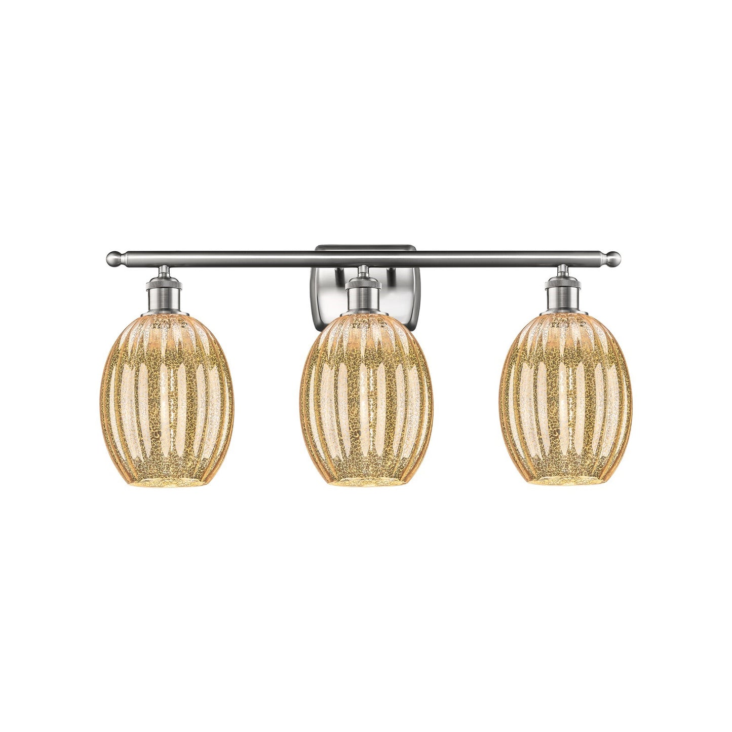Innovations Preston Bulb 26in 3-Light Bath Vanity Light | Industrial Brushed Satin Nickel and Mercury Glass | Bathroom Vanity | Model 516-3W-SN-G459-6ME