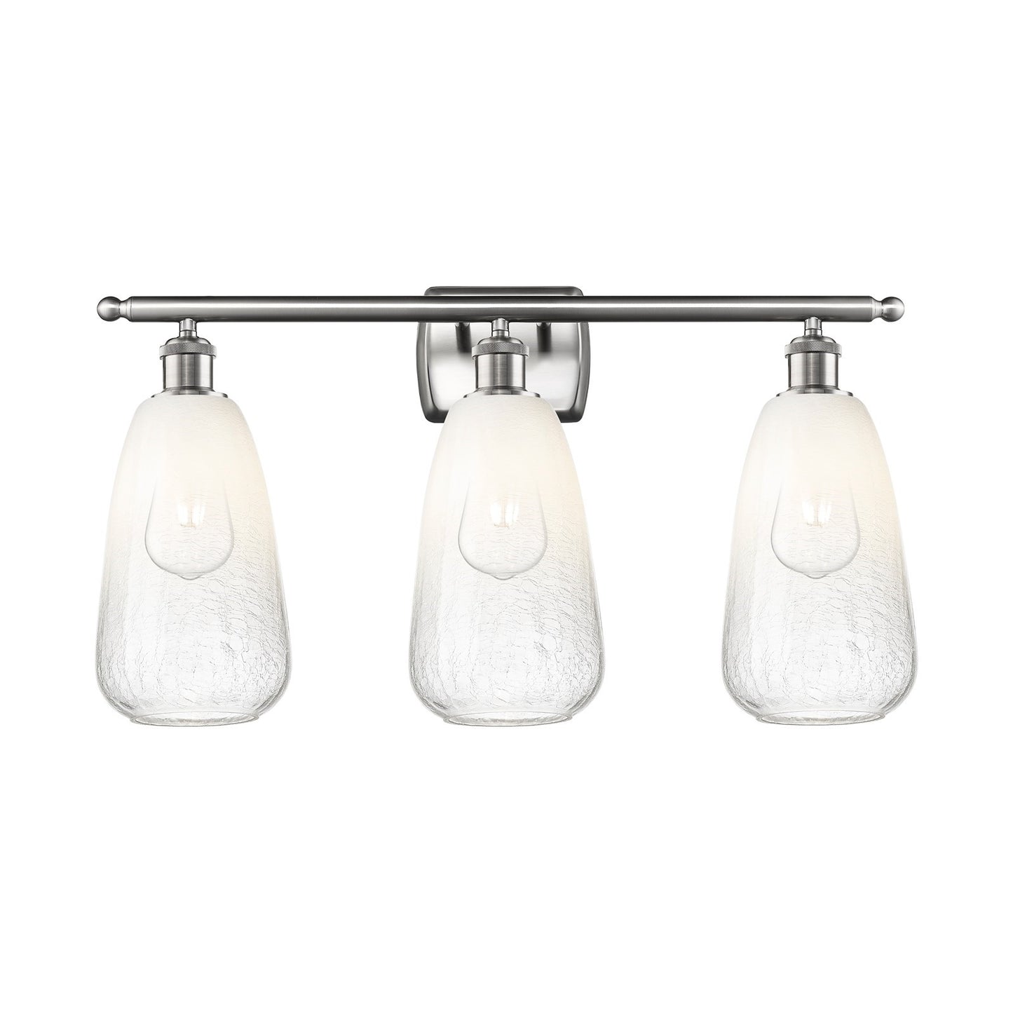 Innovations Brookhaven Almond 26in 3-Light Bath Vanity Light | Industrial Brushed Satin Nickel and Opal Glass | Bathroom Vanity | Model 516-3W-SN-G480-6OP